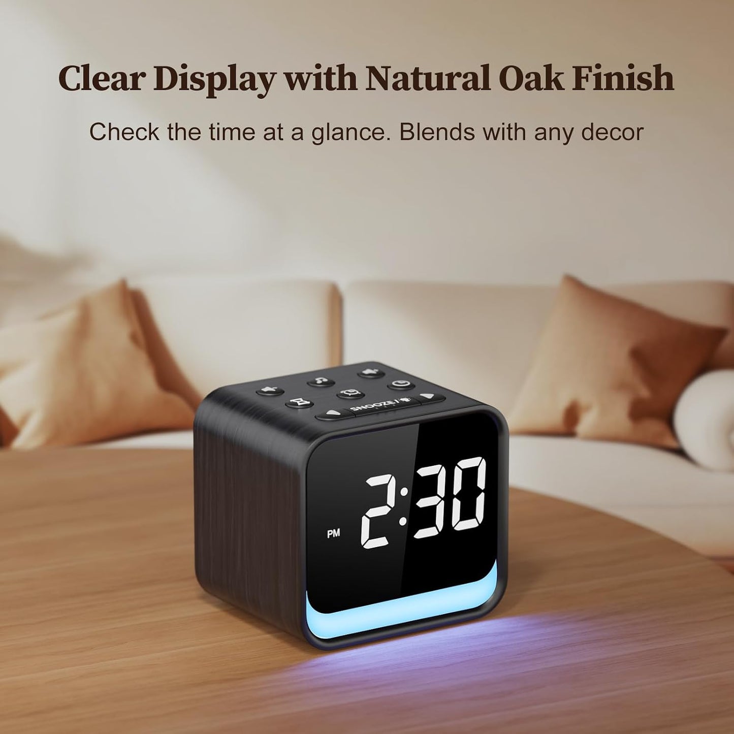 Housbay Wooden Sound Machine Alarm Clock for Bedrooms - Gentle Wake-Up with Birdsong, White Noise for Sleeping, Small Digital Clock for Phone-Free Routine