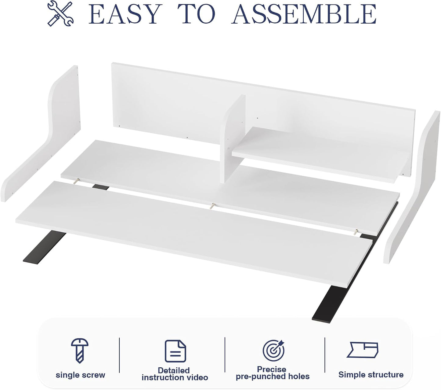 DTK Washer Dryer Wood Countertop with Shelf, Laundry Topper with Non-Slip Mat,27.55" Depth x 54" Width Dryer Covers for The Top with Edge Rails, Black