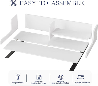DTK Washer Dryer Wood Countertop with Shelf, Laundry Topper with Non-Slip Mat,27.55" Depth x 54" Width Dryer Covers for The Top with Edge Rails, Black