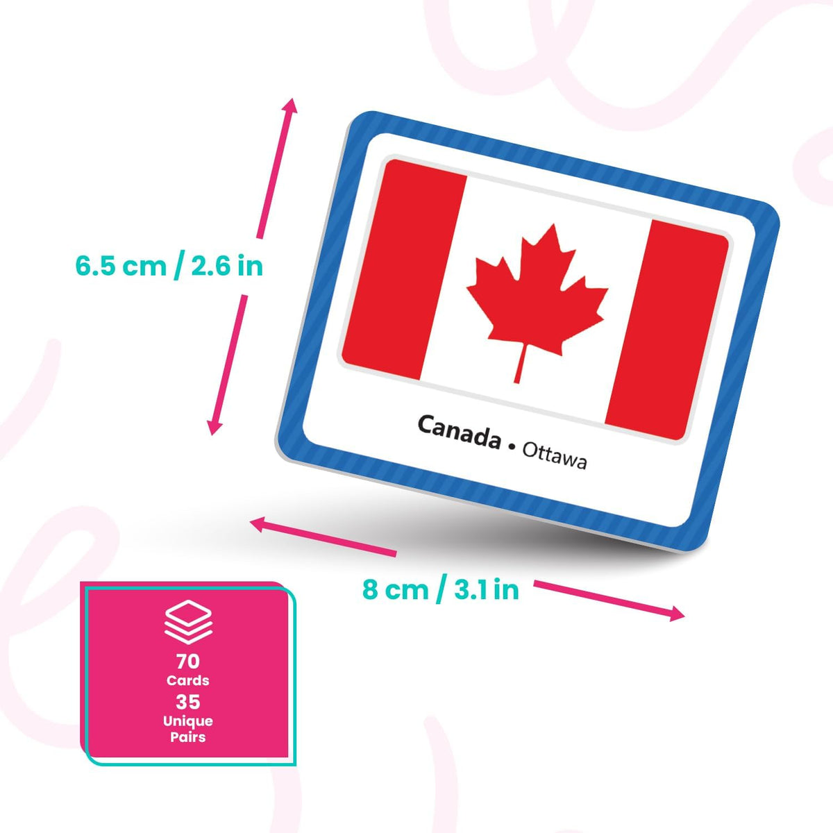 Menique Explore the World Memory Matching Game – Geography Game with 100 Photo Cards, 50 Countries, Flags & Landmarks – Travel Card Game with Educational Booklet, Ages 3+