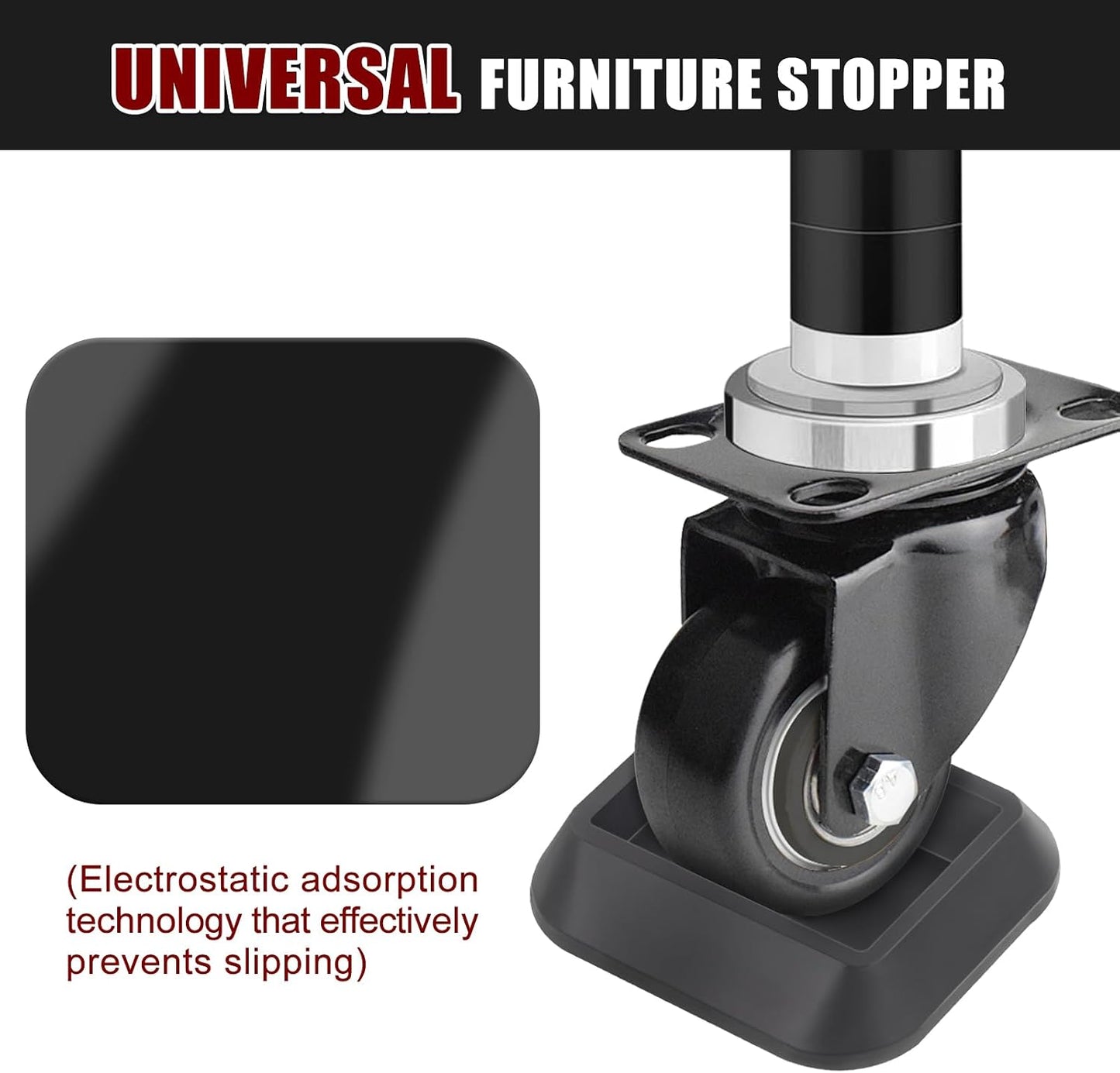 Furniture Stoppers & Bed Stoppers - Wheel Caster Cups fit All Wheels of Furniture - Silicone Non-Slip Pads for Sofa Bed Chairs to Prevents Scratches (8 Pack)