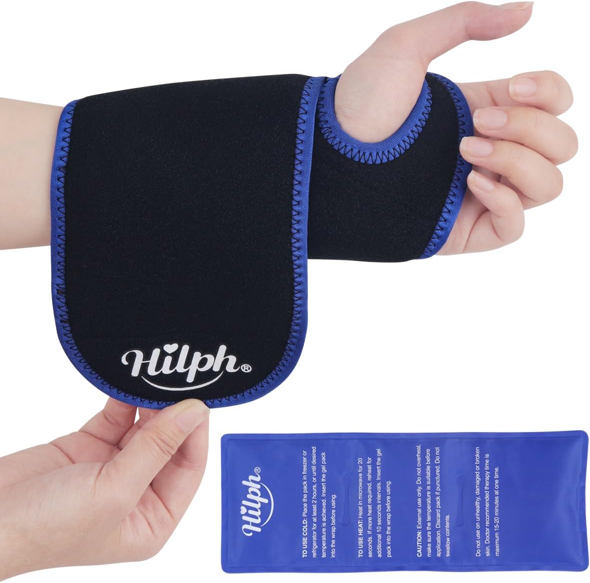 Hilph Wrist Ice Pack Wrap, Carpal Tunnel Relief Wrist Brace with Gel Pack