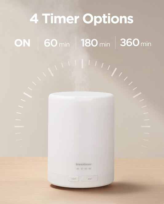 InnoGear 300ML Essential Oil Diffuser, Premium 5-in-1 Ultrasonic Aromatherapy Diffusers Mother's Gift Scent Humidifier Aroma Diffuser Vaporizer Auto-Off Timer for Room Office Home, Yellow, Medium