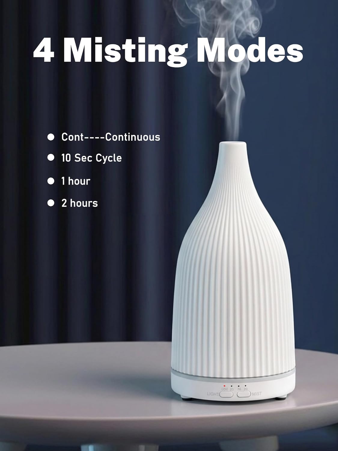 TTJ 70ml Essential Oil Diffuser, Ultrasonic Aromatherapy Diffuser with DC 5V USB Power, Timer Function, Dimmable LED Night Light, Quiet Cool Mist Humidifier for Home Office Bedroom Yoga Spa,One White