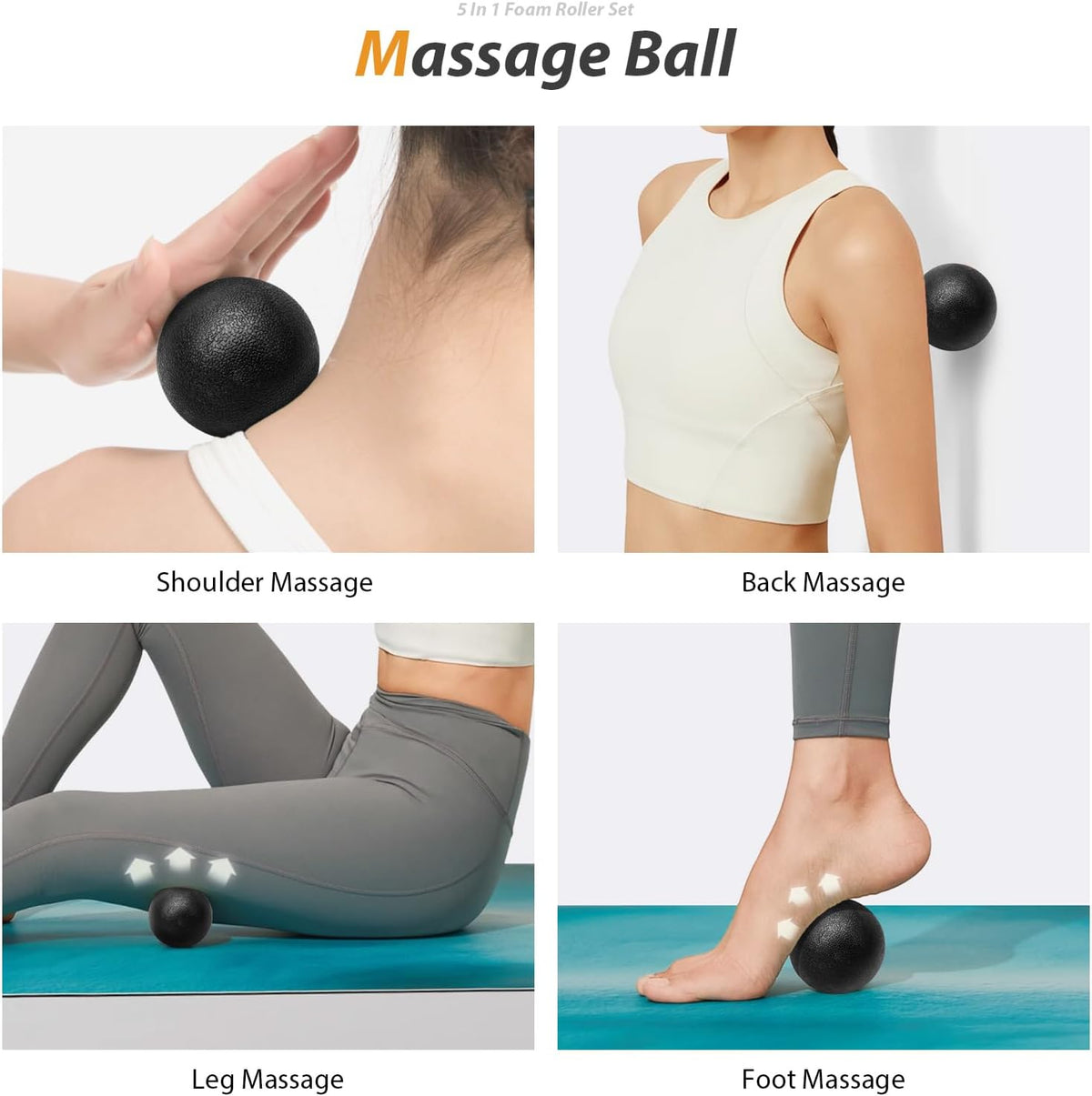 SUBCULTUREPICK 5 in1 Foam Roller Set, Trigger Point Foam Roller Deep Tissue