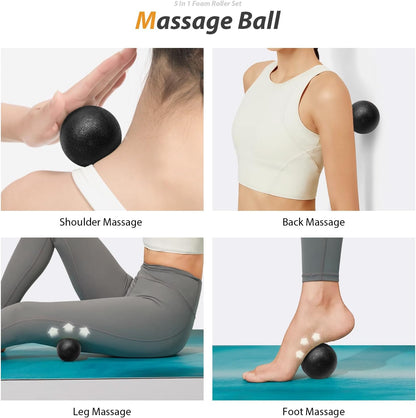 SUBCULTUREPICK 5 in1 Foam Roller Set, Trigger Point Foam Roller Deep Tissue