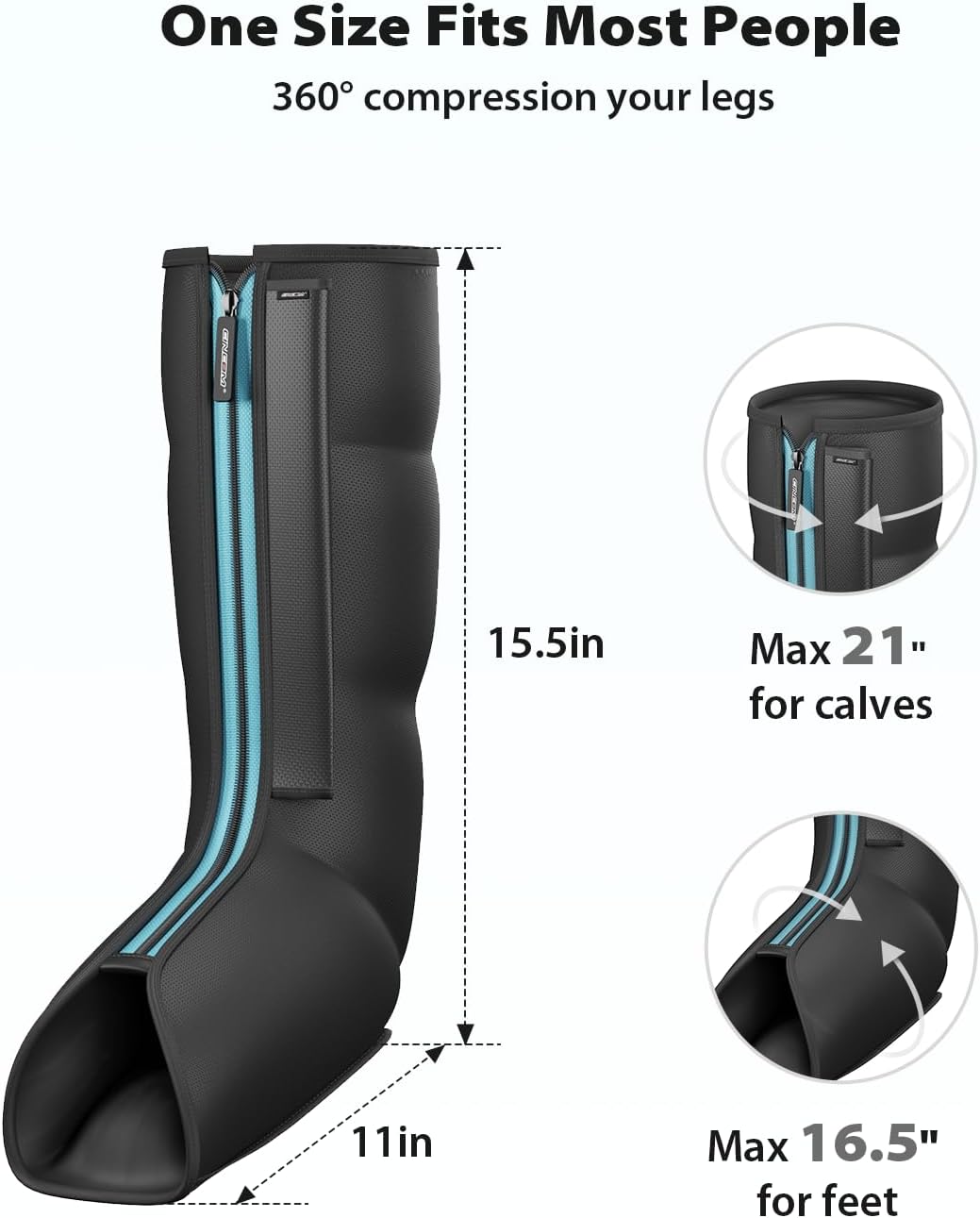 CINCOM Leg Massager for Circulation and Pain Relief, FSA - HSA | Air Compression Massager for Foot and Leg 3 Modes 3 Intensities Helpful for Lymphedema Edema Restless and Relaxation