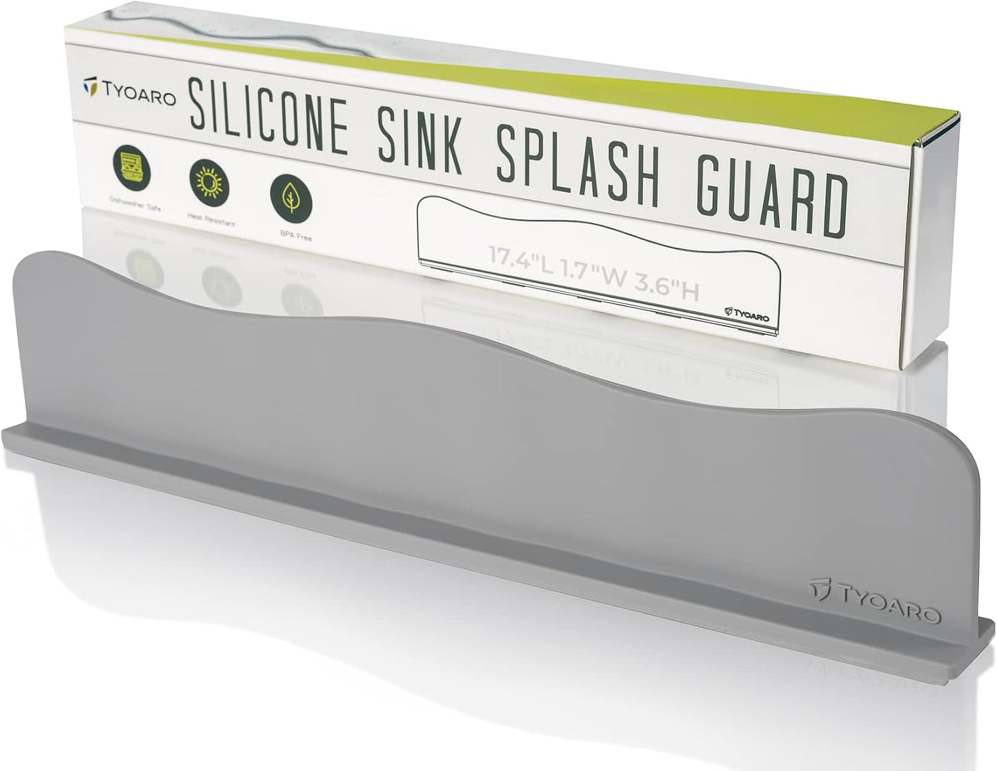 TYOARO Sink Splash Guard Behind Faucet for Kitchen, Silicone Non-Slip Base | Non-slip suction base, fits kitchen and bathroom sinks, dishwasher safe