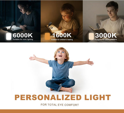 Rechargeable Kids Book Light, Cute Bookmark Reading Light for Kids, Dimmable Portable LED Book Light for Reading in Bed, Eye-Caring Bedtime Reading Lamp for Children & Travel, Brown