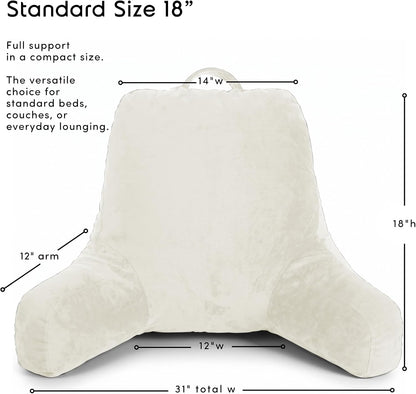 Nestl Reading Pillow with Shredded Memory Foam, Designed for Sitting Up in Bed and Couch, Back and Arms Adjustable Support for Adult & Teens Backrest Pillows for Reading, with Washable Cover Dark Grey