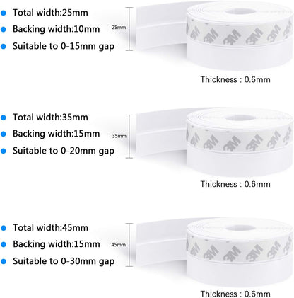 TAROSE Weather Stripping Door Seal, 33 Feet Long Transparent (Width 25mm) | Shower Door Seal Strip, Adhesive Silicone Tape, Door Draft Stopper, Blocks Drafts and Noise, for Doors & Windows