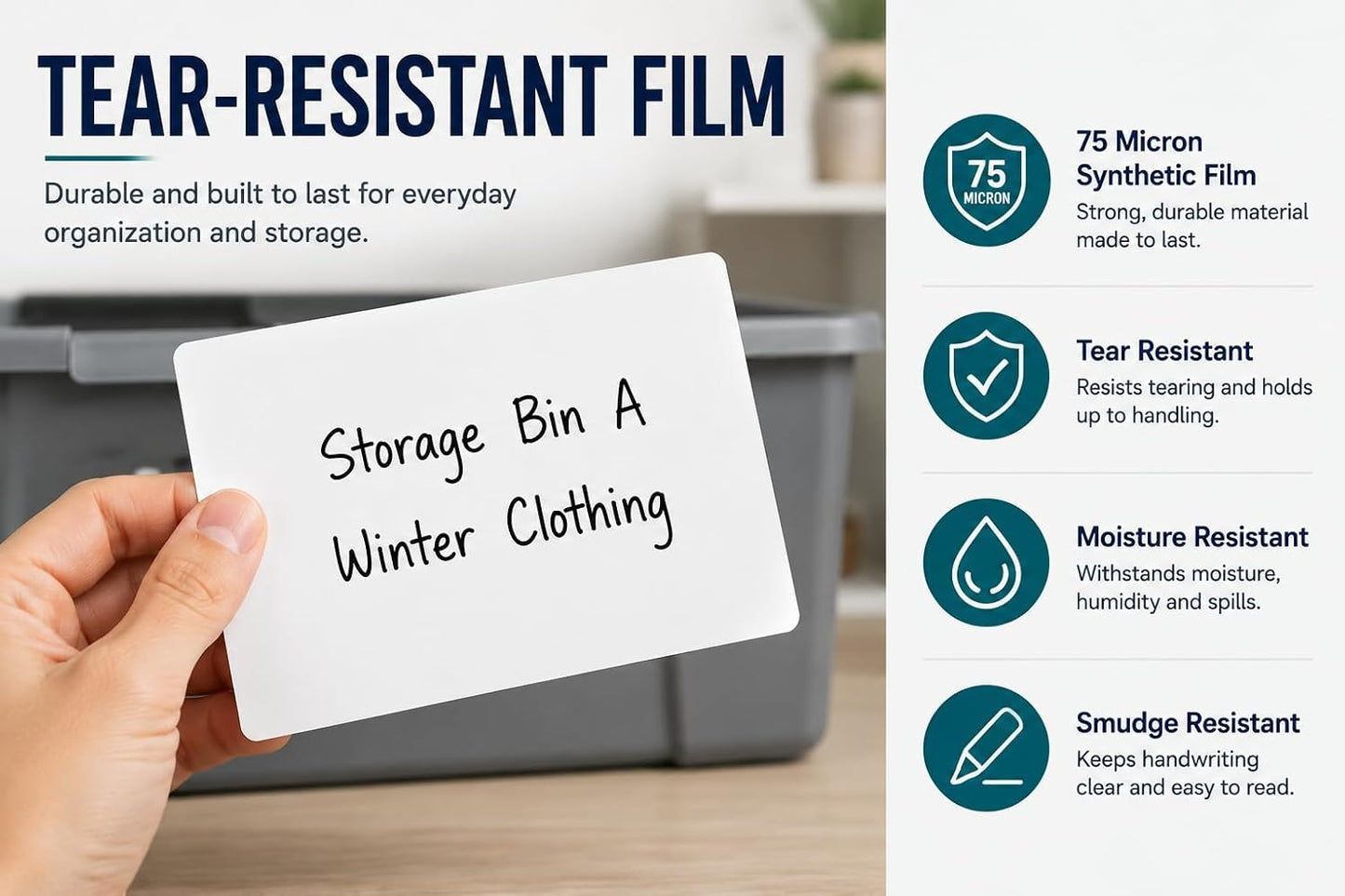 Veritack™ 250, 4" x 6" Large Removable Labels – Writable Sheet Stickers for Bins, Containers & Food Storage – Moisture Resistant – Freezer & Refrigerator Safe – Clean Removal (250 Individual Sheets)