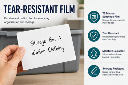 Veritack™ 250, 4" x 6" Large Removable Labels – Writable Sheet Stickers for Bins, Containers & Food Storage – Moisture Resistant – Freezer & Refrigerator Safe – Clean Removal (250 Individual Sheets)