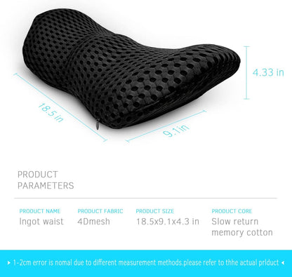 Lumbar Support Pillow for Office Chair, Memory Foam Lumbar Pillow for Lower Back Pain Relief (Grey)