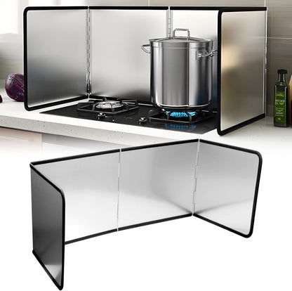 3 Sided Splatter Guard,Foldable Stainless Steel | Oil Splash Insulation Board,Nonstick Oil Splatter Guard Stove Insulation Board(L: 15" x W: 11.4" x H: 12")