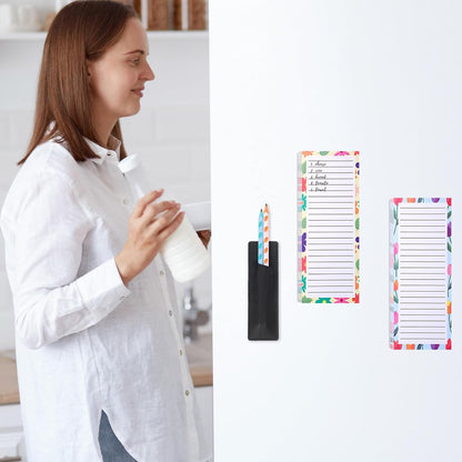 Thboxes 4 Pack Magnetic Note Pad for Fridge with Pen Holder, Totally 200 Sheets Grocery List Magnet Pad for Refrigerator Magnetic Shopping List Pad（Fruit Design） | Full-Back Magnet, 80Gsm FSC-certified Paper, School Office Home Supplies Grocery List