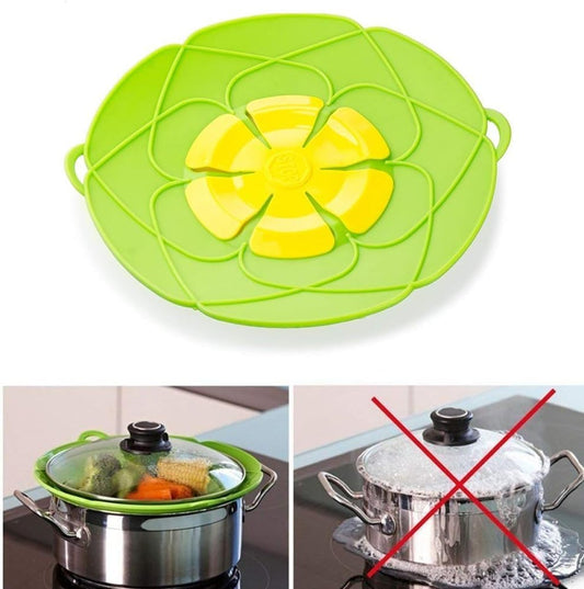 1Pc Silicone Spill Stopper Pot Pan Lid, Multi-Function Kitchen Tool, Boil Over Safeguard