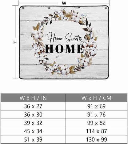 Farmhouse Wreath Magnetic Fireplace Cover,Fireplace Draft Blocker,Sweet Home Rustic Plants Texture Grey Wood Fireplaces Blanket for Heat Loss/Cold Air,Fireplaces Draft Stopper Cover for Inside 36"x30"