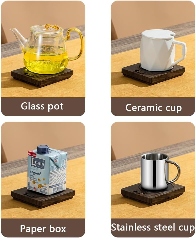 Desk Coffee Mug Warmer for Office: Compatible with All Cup for Career Women | 13W 2-Temp Adjustable Electric Heated Coaster Tea Cup Hot Plate - Gifts for Wife (Wood Grain Color)