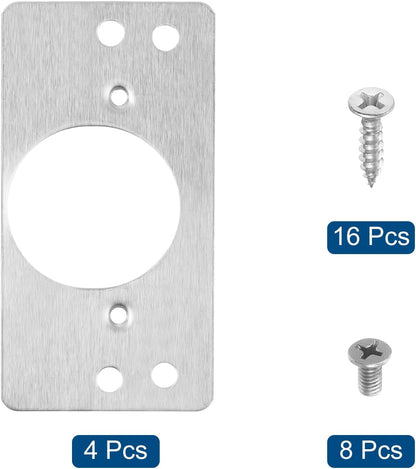 uxcell 4 Pcs 90x47mm / 3.54x1.85 Cabinet Hinges Repair Plate | Stainless Steel Hinge Repair Brackets Hinge Side for Wooden Kitchen Cupboard Furniture Door, Silver