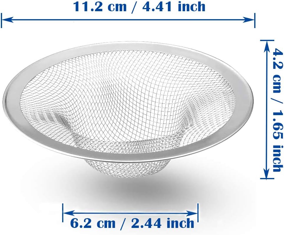 2 pcs Heavy Duty Stainless Steel Slop Basket Filter Trap, 2.75" Top / 1" Mesh Metal Sink Strainer,Perfect for Kitchen Sink/Bathroom Bathtub RV Wash Basin Floor Drain Balcony Drain Hole