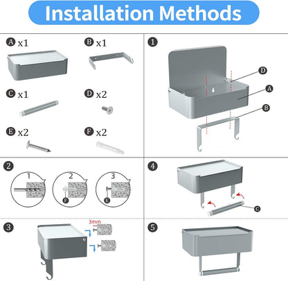 JUYSON Toilet Paper Holder with Shelf, Flushable Wipes Dispenser Fits for Bathroom Wipe Storage, Keep Your Wipes Hidden Out of Sight - SUS304 Stainless Steel Wall Mount Organizer (Matte Black)