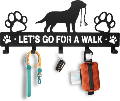 Iron Dog Leash Holder for Wall with 5-Hooks, Doorway Dog Hooks, Dog Accessory Holder