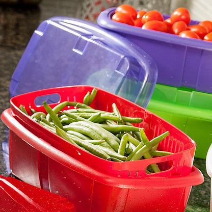 Hutzler 3-in-1 Fruit Saver Basket, Colander and Container, 2 Quarts, Gray