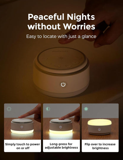 Momcozy Sound Machine for Baby | Portable White Noise Sound Machine for Sleep Rechargeable | 20 Sleep Sounds White Noise Machine with Nursery Night Light | Travel Sleep Sound Machine Battery Based