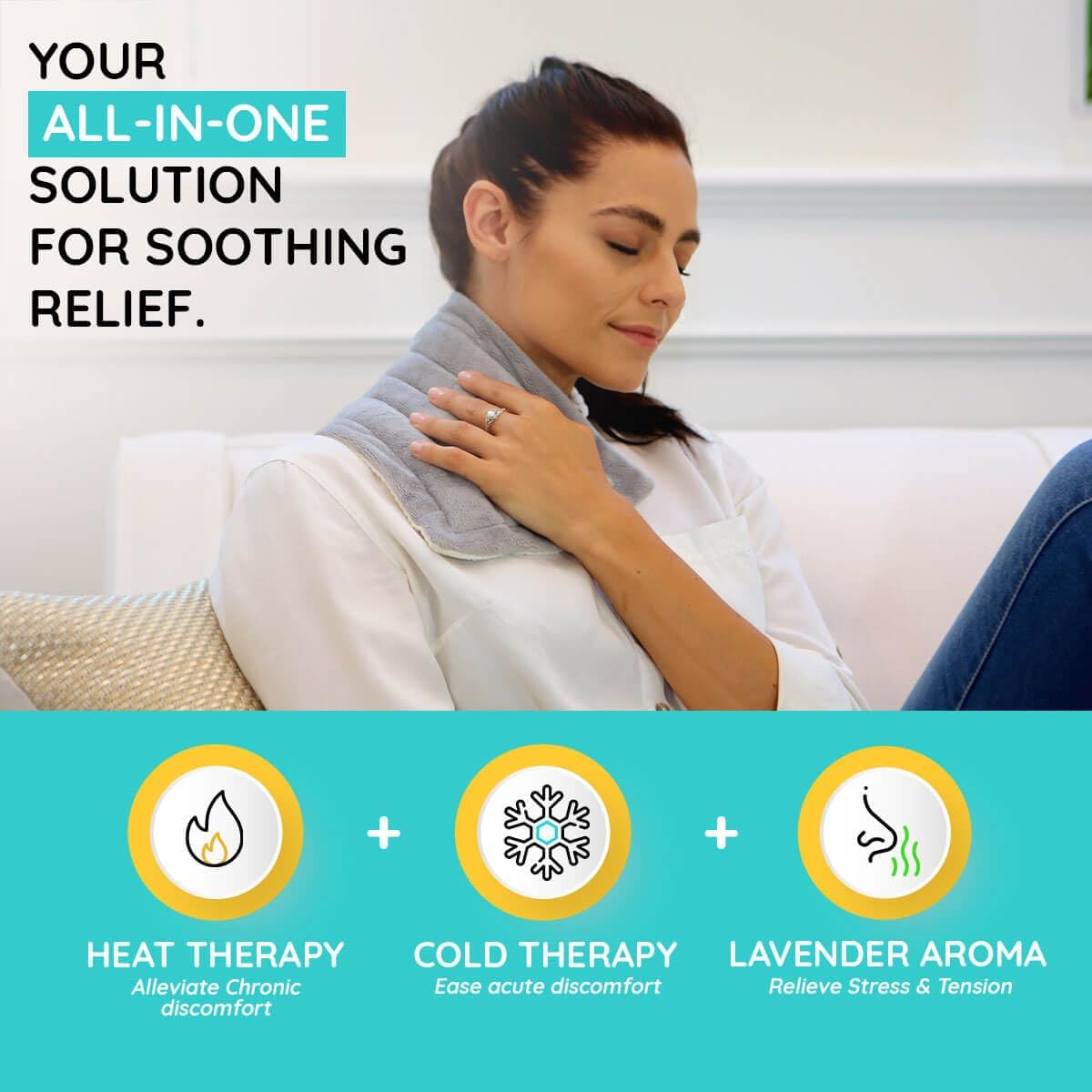 Microwavable Heating Pad Solutions Buddy - Moist and Large Heating Pad for Joints and Muscles Relief - Microwave Hot Pack Heat Pad for Cramps - Calming Chilled or Heated Pad Therapy - 1 Pack
