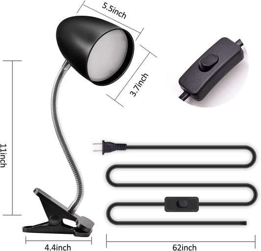E ENERGETIC LIGHTING Clip on Light for Bed, Non-Dimmable Clip on Reading Light for Bed, 4000K Cool White, 3.5W 240 LM Desk lamp with clamp, Eye Protection, ETL Listed, Gold