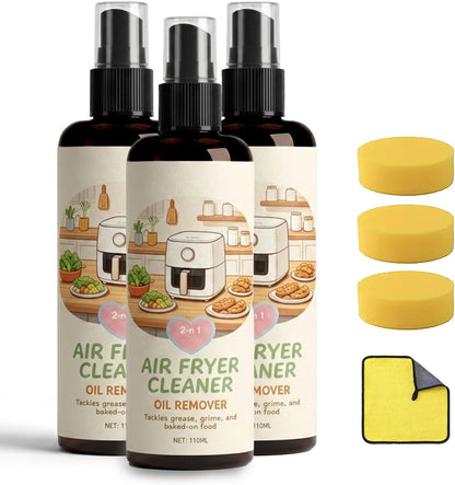 2-in-1 Air Fryer Cleaner Spray, Heavy Duty Oil Remover and Degreaser (2) | Safe for non-stick baskets, racks, and trays. Instantly dissolves tough baked-on grease with a non-scratch formula.