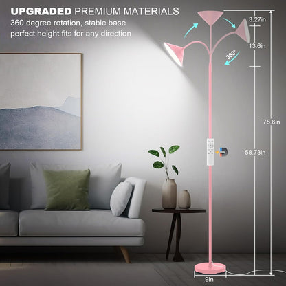 Yikuneng Dimmable LED Floor Lamp, Super Bright Reading Lamps Floor Standing lamp with Remote & Touch Control, Stepless Dimming & 2700K-6500K Color Temperature, for Living Room Bedroom Office, Black