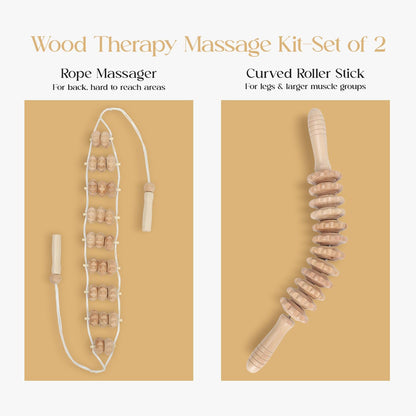 Wood Roller Massager for Body - 15.6 inch Lymphatic Drainage Manual Massage Tools for Sculpting, Muscle Shaping, Celulite Remover - Wooden Massage Tool for Manual Maderotherapy