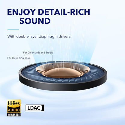 soundcore by Anker Space A40 Auto-Adjustable Active Noise Cancelling Wireless Earbuds, Reduce Noise by Up to 98%, 50H Playtime, Hi-Res Sound, Comfortable Fit, App Customization, Wireless Charge (Blue) | Reduce Noise by Up to 98%, Ultra Long 50H Playtime,