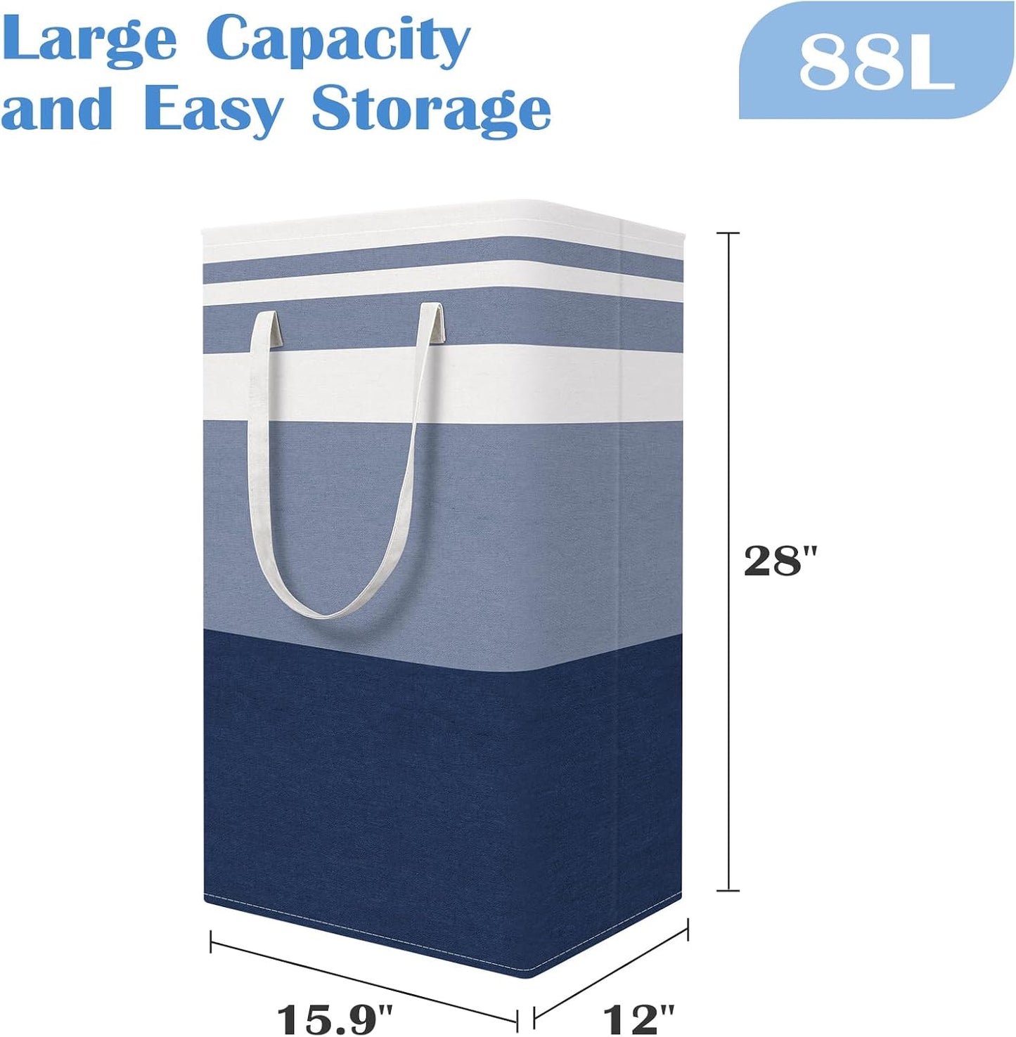 BlissTotes 3-Pack Laundry Basket, Collapsible Laundry Hamper, Grey, 75L | Laundry Clothes Hamper, Hampers for Bedroom, Freestanding Hamper with Handles, Clothes Laundry Basket