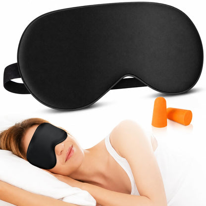 Silk Sleep Mask with Cooling Gel | Pure Mulberry Silk, Adjustable Strap, Superior Light Blocking, Includes Removable Ice Pack & Earplugs