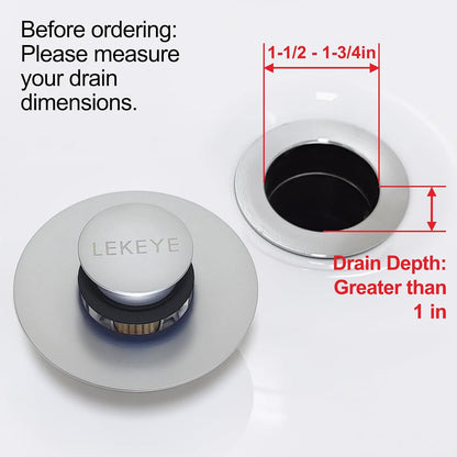 LEKEYE Tub Stopper | Shower Drain Hair Catcher | Pop-up Drain Stopper with Strainer | Bathroom Bathtub Plug | Drain Protector for 1-1/2 to 1-3/4" Bath Drain Hole