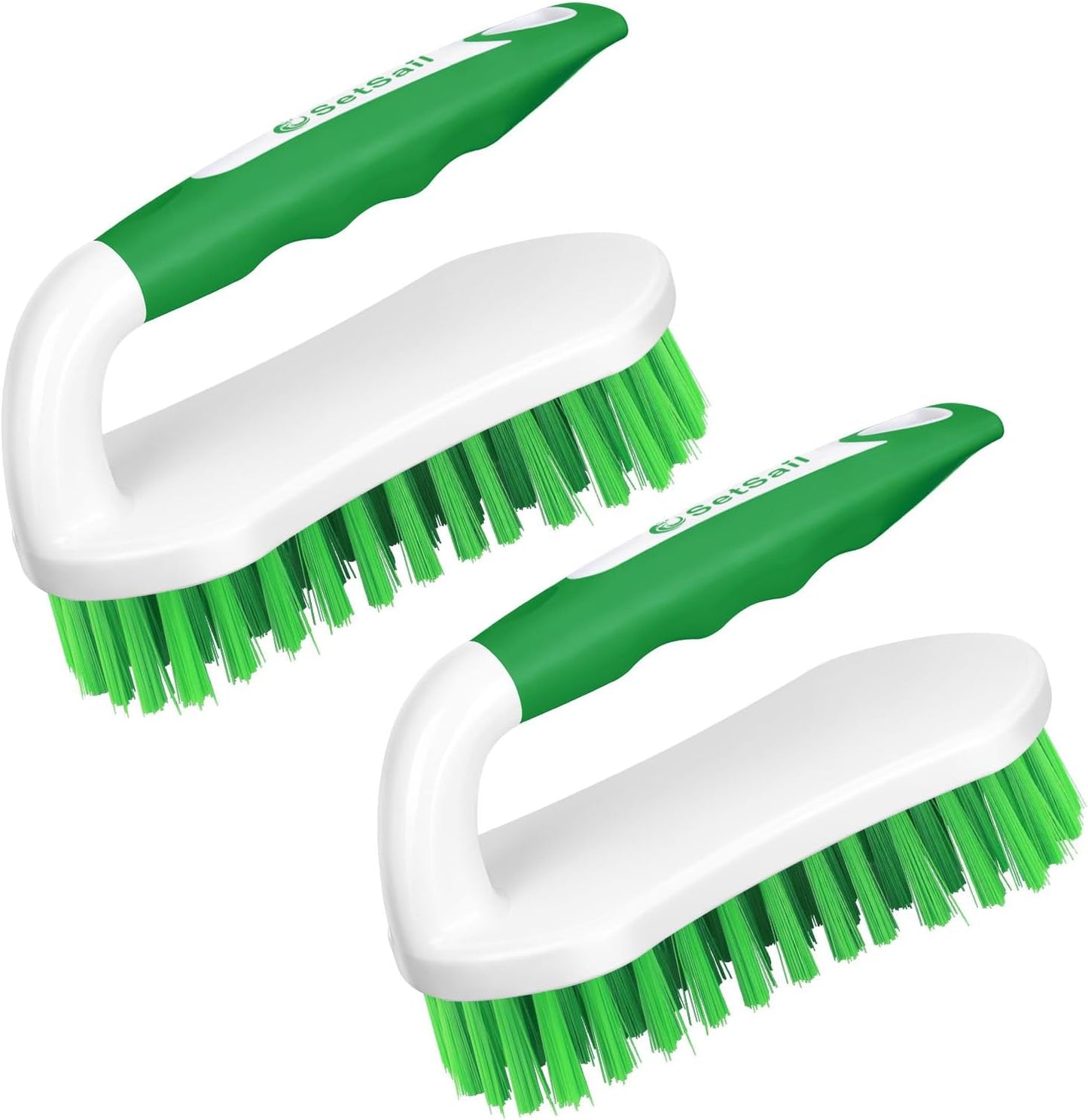 SetSail Scrub Brush, Heavy-Duty Scrub Brushes for Cleaning with Stiff Bristles Cleaning Brush for Shower, Bathroom, Carpet, Kitchen and Bathtub Scrubber - 2 Pack | Durable Bristles Ergonomic Non-Slip Tpr Grip. U-Style Hanging Loop for Storage. Use for
