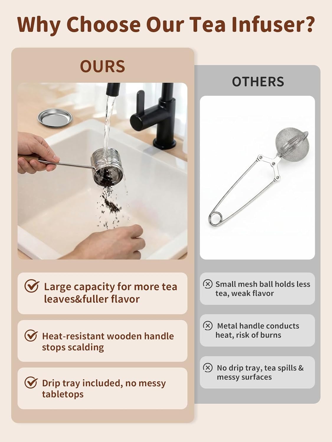 Tea Infuser for Loose Leaf Tea, Tea Scoop Infuser Fine Mesh Tea Strainers | 2-in-1 Tea Scoop & Tea Filter with Long Handle, Extra Fine Mesh Loose Leaf Tea Steeper, Tea Ball for Cup, Mug, Teapot, Kettle