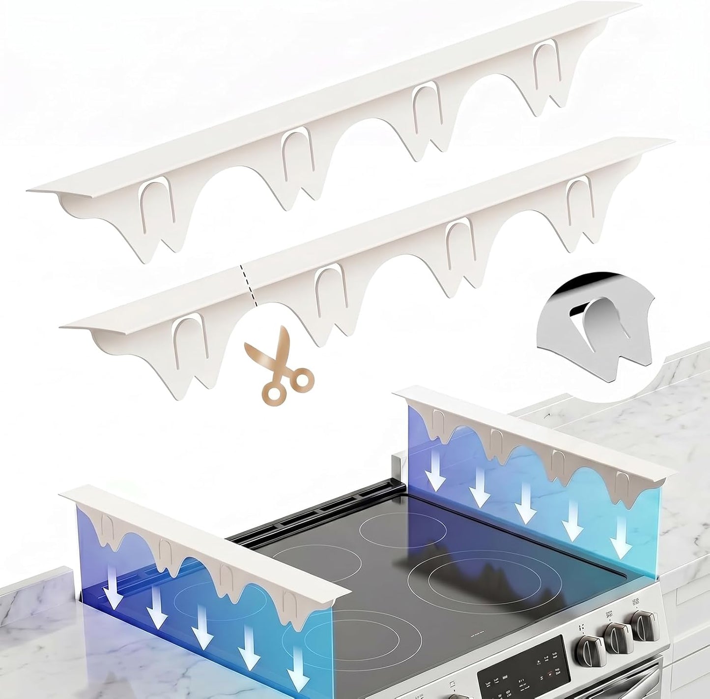 Silicone Stove Gap Covers with Stainless Steel, Oven Gap Filler Seals Gaps Between Stovetop and Counter, Stove Gap Guards Range Trim Kit, Easy to Clean Stove Gap Guard (Black 2 Pack,25")
