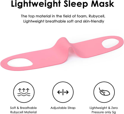 FRESHME Zero Pressure Sleep Mask - Lightweight Breathable Blockout Eye Mask for Sleeping with Ear Hanging Elastic Strap for All Sleep Positions Men Women Soft and Comfortable Black Eye Blinder Travel