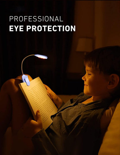 Mini Book Light, Rechargeable Up to 60 Hours, 9-Level Brightness, Easy Clip On Lamp for Night Reading in Bed, Eye Protection Table Light for Bookworms, Kids