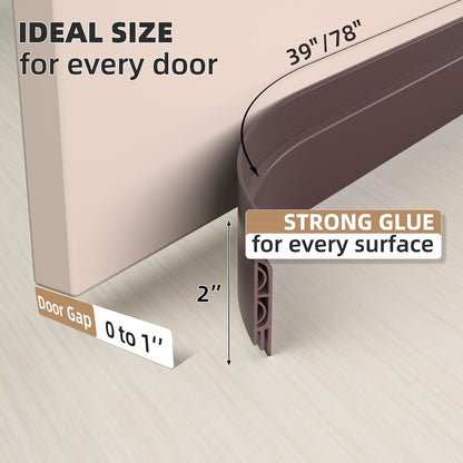 KNEELISA 39" Black Under Door Draft Stopper Interior for 0-1“ Gap,Silicone | Bottom Door Sweep Sound Proofing,Soundproofing Noise Blocker,Gap Filler Soundproof Seal Strip