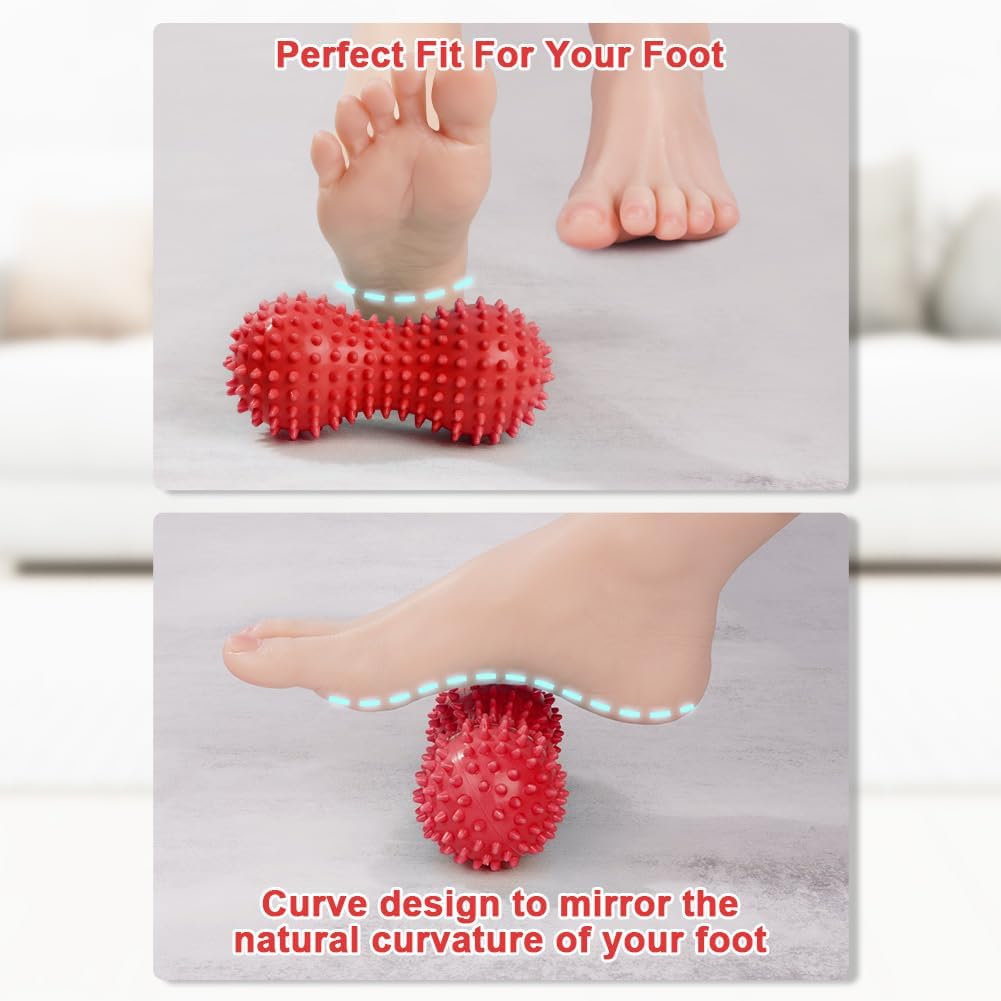 URAQT Spiky Massage Ball Set, 2 Pack Physical Therapy Massage Balls, Hard Lacrosse Ball & Spiky Massage Ball for Myofascial Release and Trigger Point Deep Tissue Massage (Purple)
