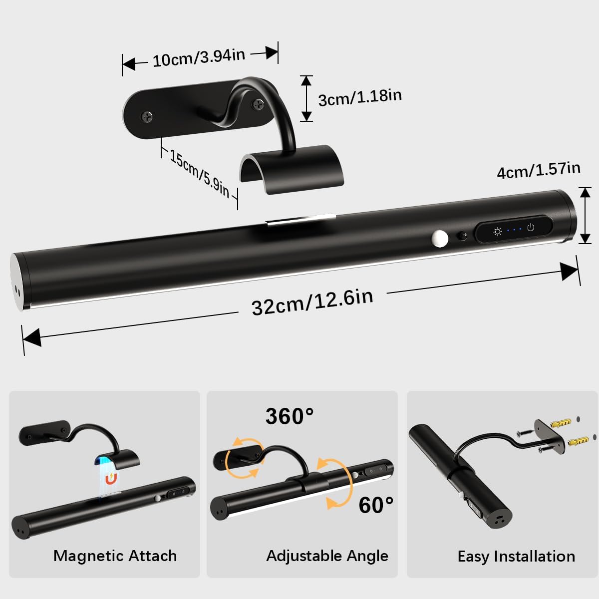 Hapfish Motion Sensor Battery Operated Wall Sconce,Wireless Picture Lights