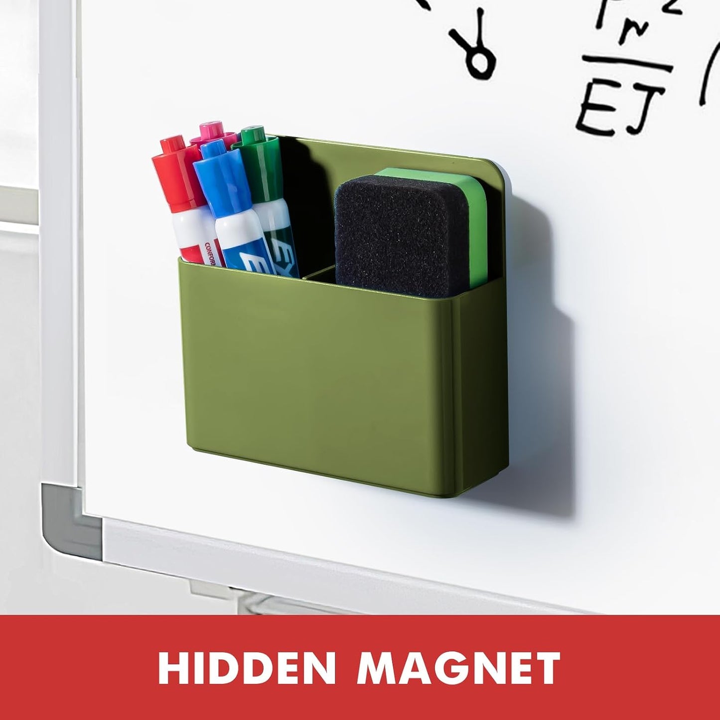 BEYGORM Plastic Magnetic Pen Holder, Powerful Magnet, 2 Pack | Classroom Must Haves, Dry Erase Marker Holder for Whiteboard, School Locker Organizer, Pencil Cup for Refrigerator(Black)
