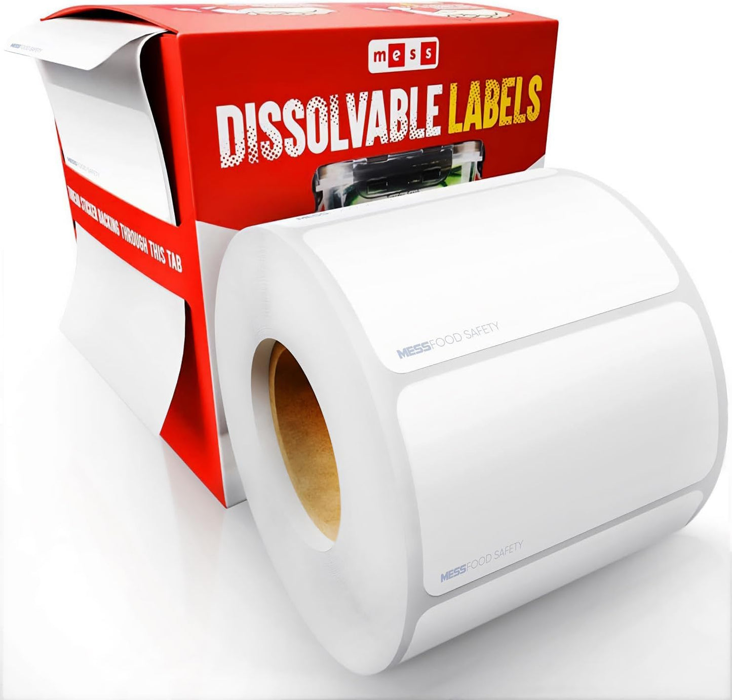 MESS Erasable Labels for Food Containers (Two Sizes 1.5" & 1x3 & 1x2) - Multipurpose Organizing Labels - Freezer & Fridge Safe