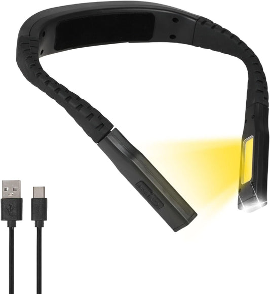 Neck Reading Light LED Brightness Rechargeable 10-80Hrs Bendable Book Lamp for Reading in Bed Knitting Camping Repairing Reading Lovers Gifts Black