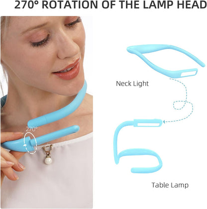 LED Neck Reading Light for Books: 3 Color Adjustable Bendable Arms Black